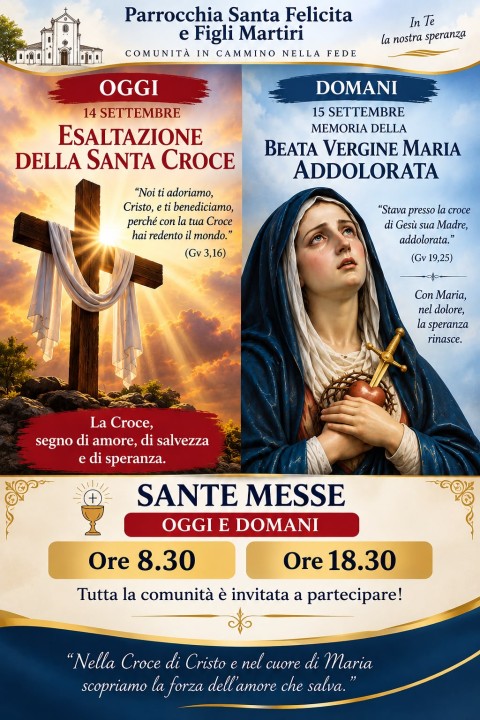 immagine di La Croce, segno di amore, di salvezza e di speranza - 14 Settembre
Stava presso la croce di Gesù sua Madre, addolorata - 15 Settembre